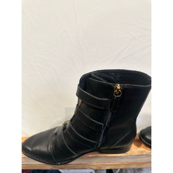J.Crew Multi Buckle Black Leather Zip Boots/Booties, Size 7.5 - Picture 5 of 12